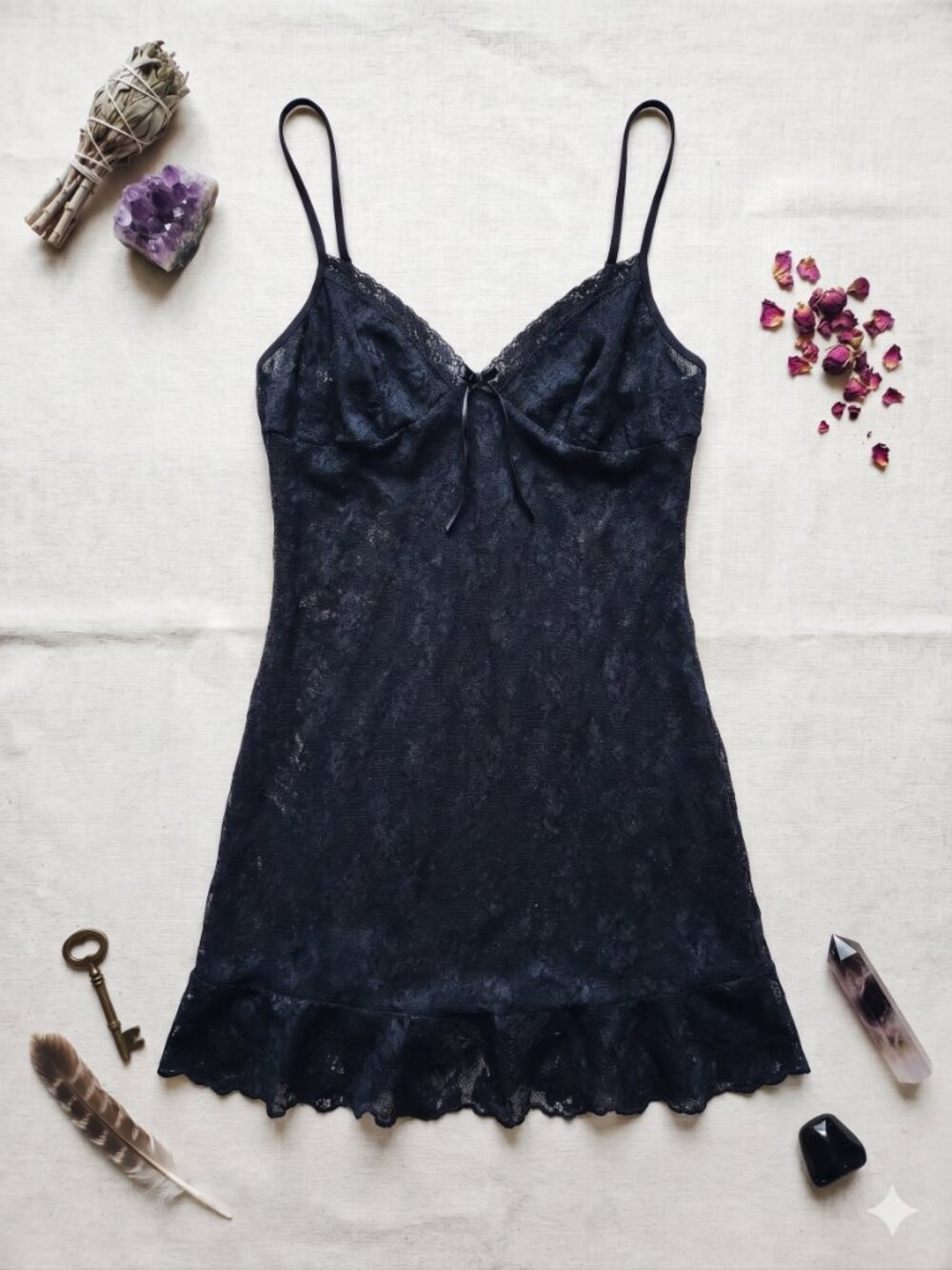 Jacob Black Lace Chemise Slip Dress